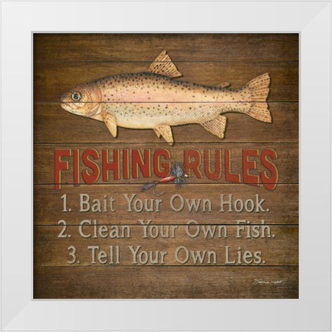 Fishing Rules White Modern Wood Framed Art Print by Marrott, Stephanie