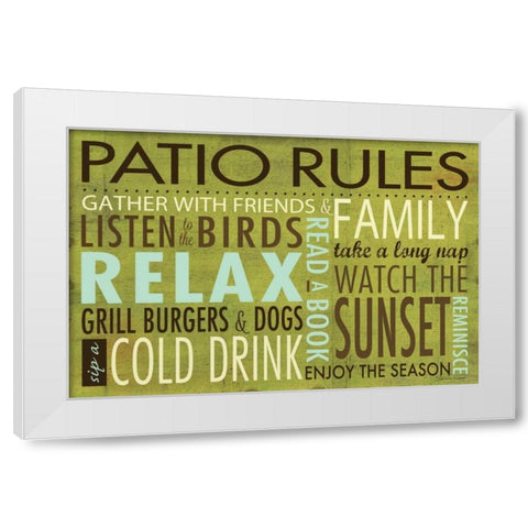 Patio Rules White Modern Wood Framed Art Print by Marrott, Stephanie
