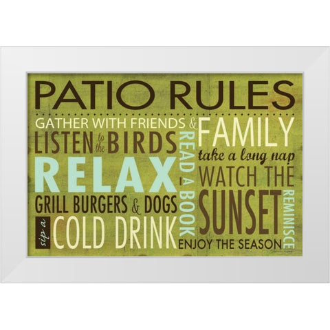 Patio Rules White Modern Wood Framed Art Print by Marrott, Stephanie