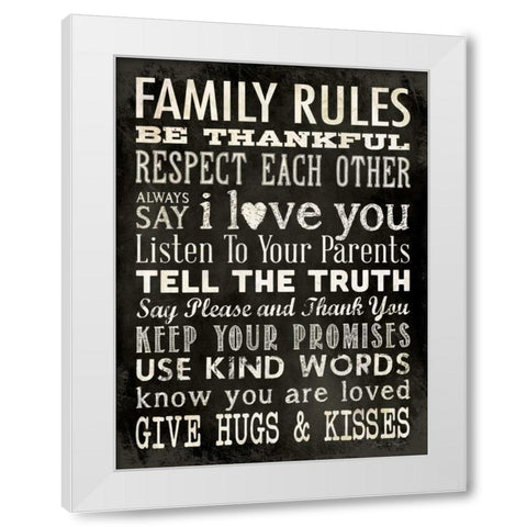 Family Rules - Black White Modern Wood Framed Art Print by Marrott, Stephanie