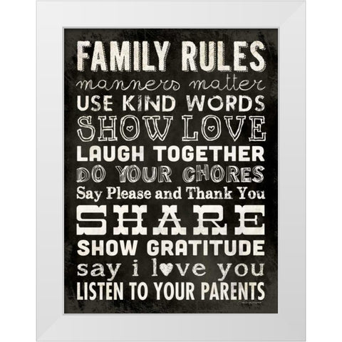 Family Rules - Black II White Modern Wood Framed Art Print by Marrott, Stephanie