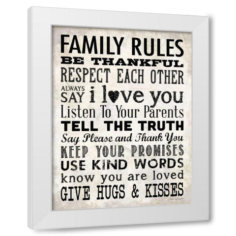 Family Rules - Cream White Modern Wood Framed Art Print by Marrott, Stephanie