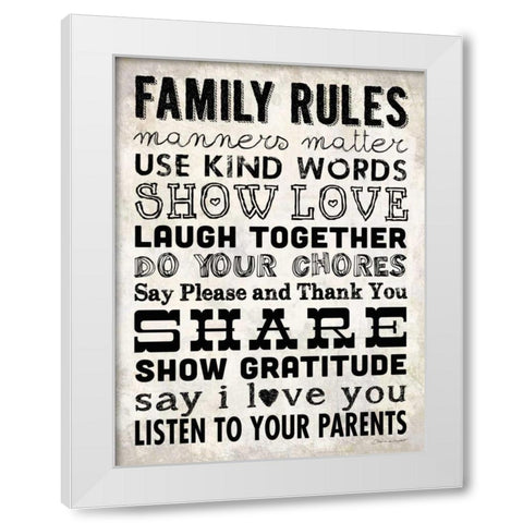 Family Rules - Cream II White Modern Wood Framed Art Print by Marrott, Stephanie