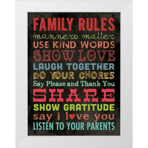 Family Rules - Color II White Modern Wood Framed Art Print by Marrott, Stephanie