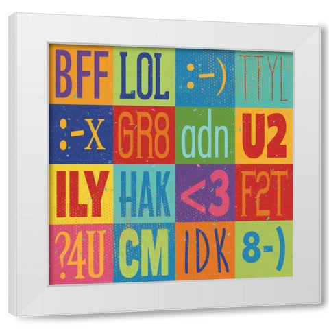 Text Talk White Modern Wood Framed Art Print by Marrott, Stephanie