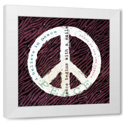 Peace Smile Zebra White Modern Wood Framed Art Print by Marrott, Stephanie