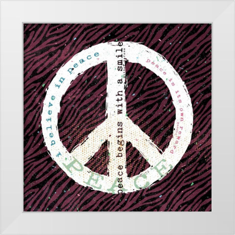 Peace Smile Zebra White Modern Wood Framed Art Print by Marrott, Stephanie