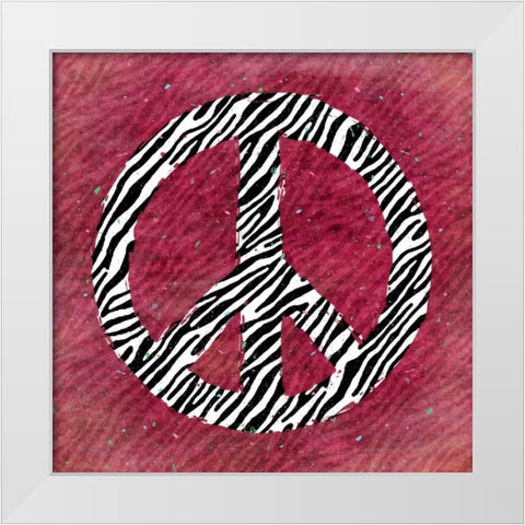 Pink Peace Zebra White Modern Wood Framed Art Print by Marrott, Stephanie