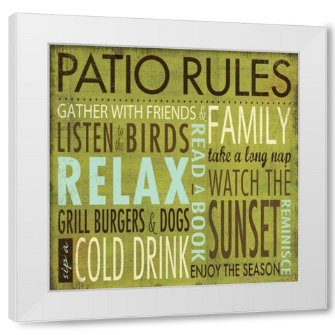 Patio Rules White Modern Wood Framed Art Print by Marrott, Stephanie