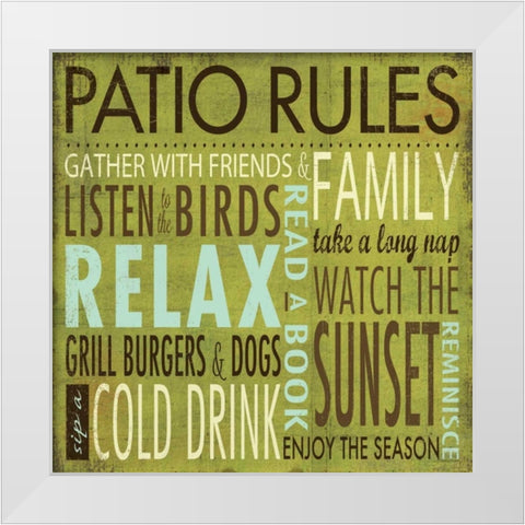 Patio Rules White Modern Wood Framed Art Print by Marrott, Stephanie