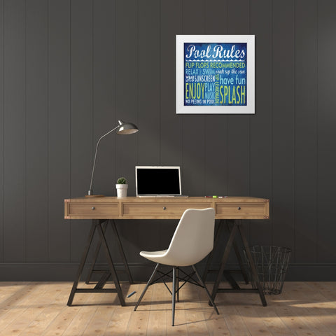 Pool Rules White Modern Wood Framed Art Print by Marrott, Stephanie
