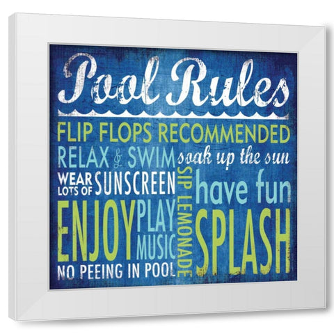 Pool Rules White Modern Wood Framed Art Print by Marrott, Stephanie