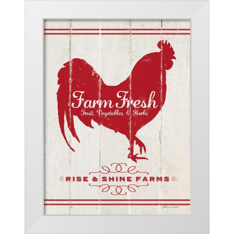 Rooster White Modern Wood Framed Art Print by Marrott, Stephanie