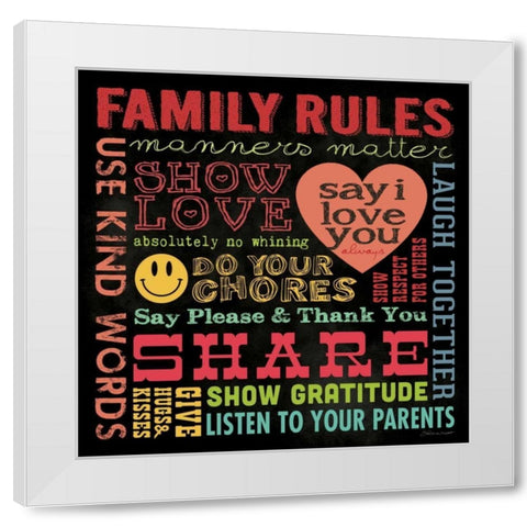 Family Rules I White Modern Wood Framed Art Print by Marrott, Stephanie