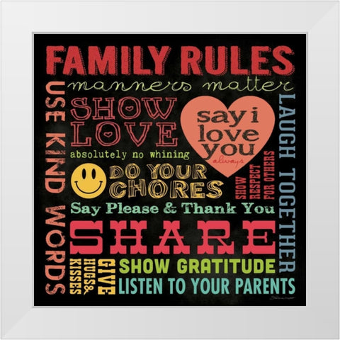 Family Rules I White Modern Wood Framed Art Print by Marrott, Stephanie