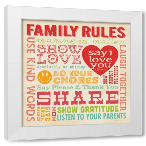 Family Rules III White Modern Wood Framed Art Print by Marrott, Stephanie