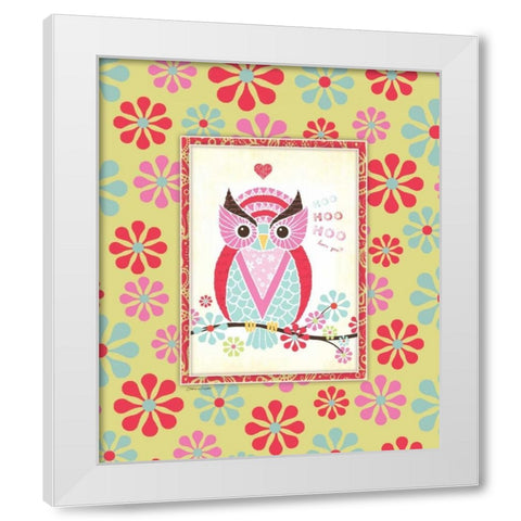 Owl III White Modern Wood Framed Art Print by Marrott, Stephanie