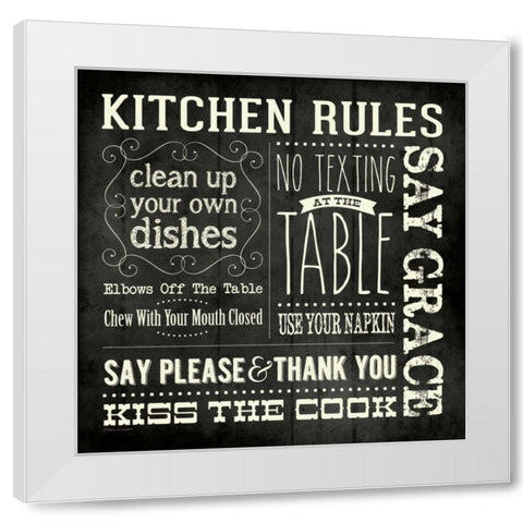 Kitchen Rules - Black Square White Modern Wood Framed Art Print by Marrott, Stephanie