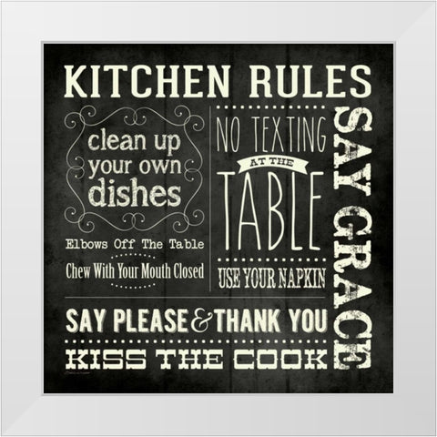 Kitchen Rules - Black Square White Modern Wood Framed Art Print by Marrott, Stephanie