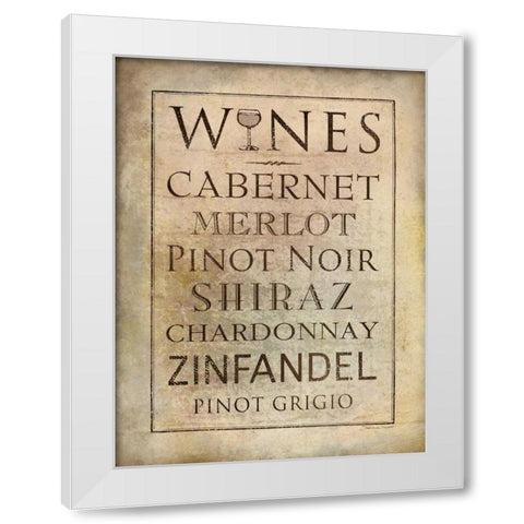 Wines White Modern Wood Framed Art Print by Marrott, Stephanie