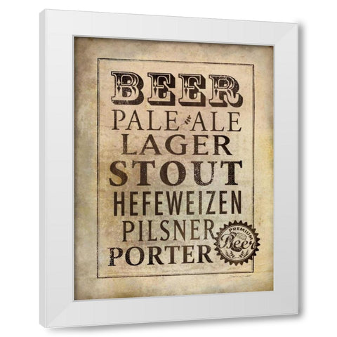 Vintage Beer White Modern Wood Framed Art Print by Marrott, Stephanie
