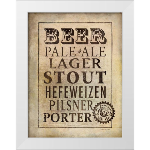 Vintage Beer White Modern Wood Framed Art Print by Marrott, Stephanie