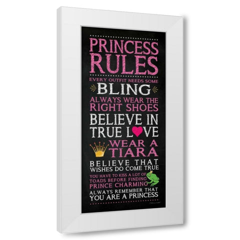 Princess Rules White Modern Wood Framed Art Print by Marrott, Stephanie