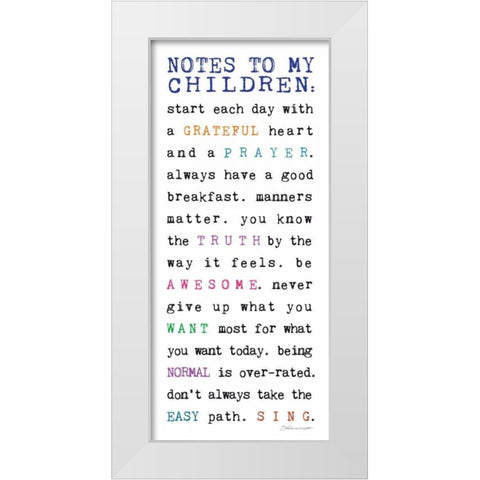 Notes to Children VI White Modern Wood Framed Art Print by Marrott, Stephanie