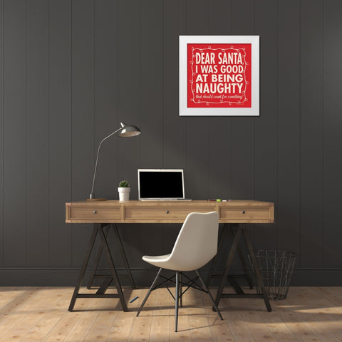 Dear Santa White Modern Wood Framed Art Print by Marrott, Stephanie