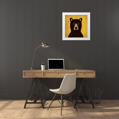 Bear White Modern Wood Framed Art Print by Marrott, Stephanie