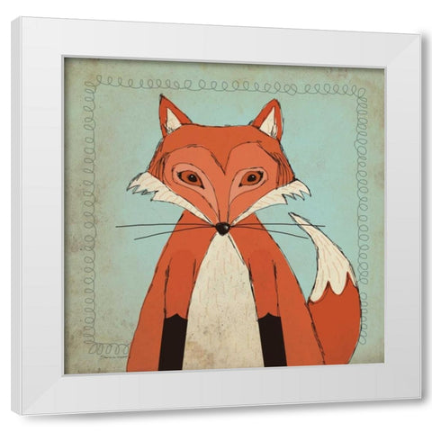 Fox White Modern Wood Framed Art Print by Marrott, Stephanie