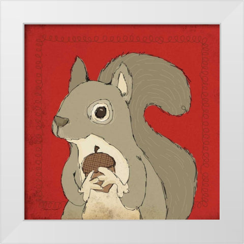 Squirrel White Modern Wood Framed Art Print by Marrott, Stephanie