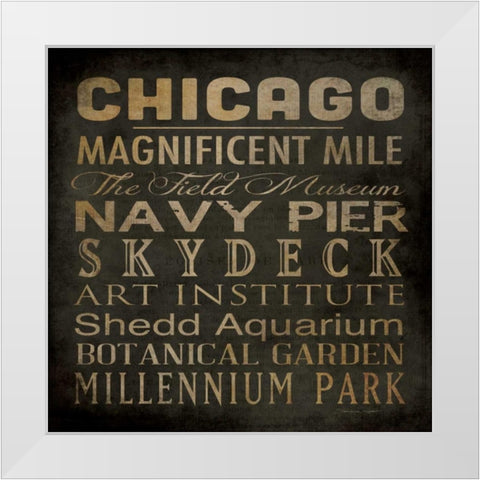Chicago White Modern Wood Framed Art Print by Marrott, Stephanie