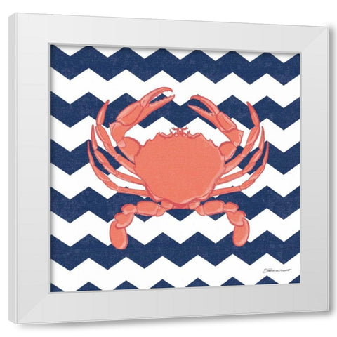 Crab Chevron White Modern Wood Framed Art Print by Marrott, Stephanie