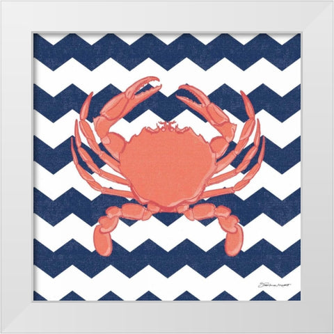 Crab Chevron White Modern Wood Framed Art Print by Marrott, Stephanie