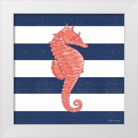 Seahorse Stripe White Modern Wood Framed Art Print by Marrott, Stephanie