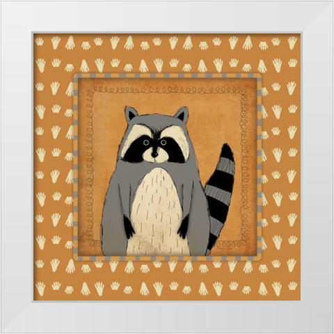 Raccoon in Frame White Modern Wood Framed Art Print by Marrott, Stephanie
