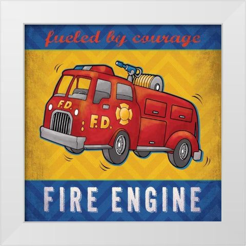 Fire Truck White Modern Wood Framed Art Print by Marrott, Stephanie