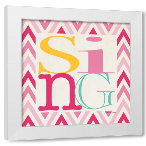 Playroom Sing I White Modern Wood Framed Art Print by Marrott, Stephanie