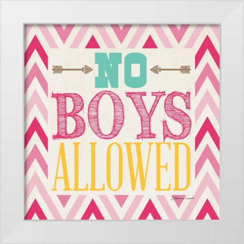 Playroom No Boys I White Modern Wood Framed Art Print by Marrott, Stephanie