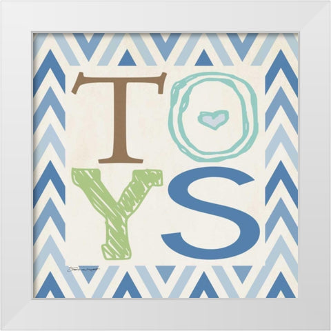 Playroom Boy Toys White Modern Wood Framed Art Print by Marrott, Stephanie