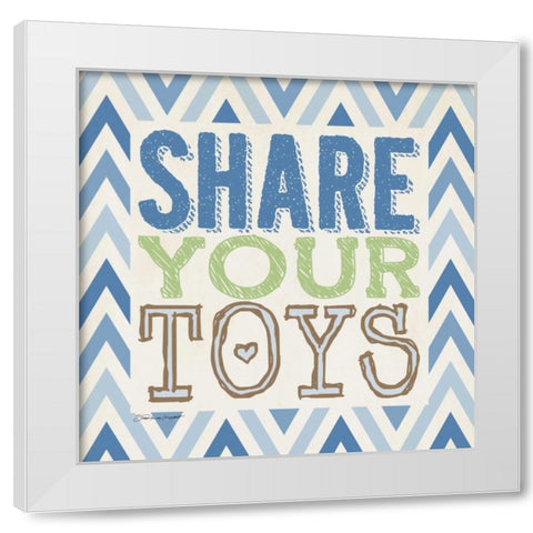 Playroom Boy Share White Modern Wood Framed Art Print by Marrott, Stephanie