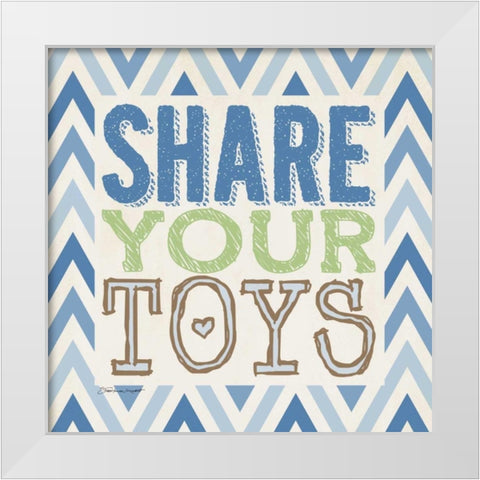 Playroom Boy Share White Modern Wood Framed Art Print by Marrott, Stephanie