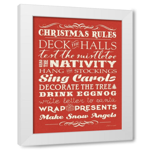 Christmas Rules I White Modern Wood Framed Art Print by Marrott, Stephanie