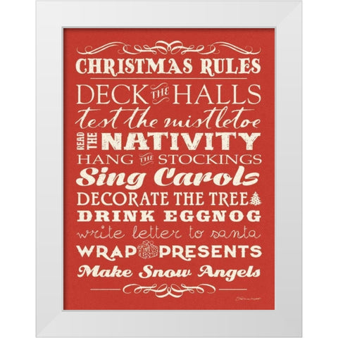 Christmas Rules I White Modern Wood Framed Art Print by Marrott, Stephanie