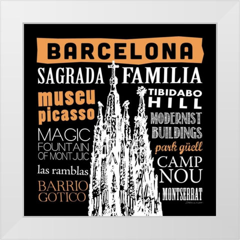 Barcelona White Modern Wood Framed Art Print by Marrott, Stephanie