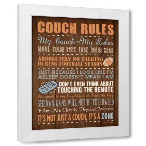Couch Rules White Modern Wood Framed Art Print by Marrott, Stephanie
