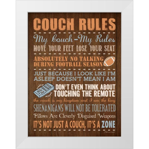 Couch Rules White Modern Wood Framed Art Print by Marrott, Stephanie
