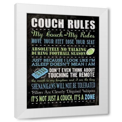 Couch Rules - Black White Modern Wood Framed Art Print by Marrott, Stephanie
