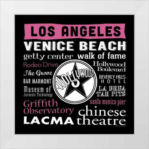 Los Angeles White Modern Wood Framed Art Print by Marrott, Stephanie